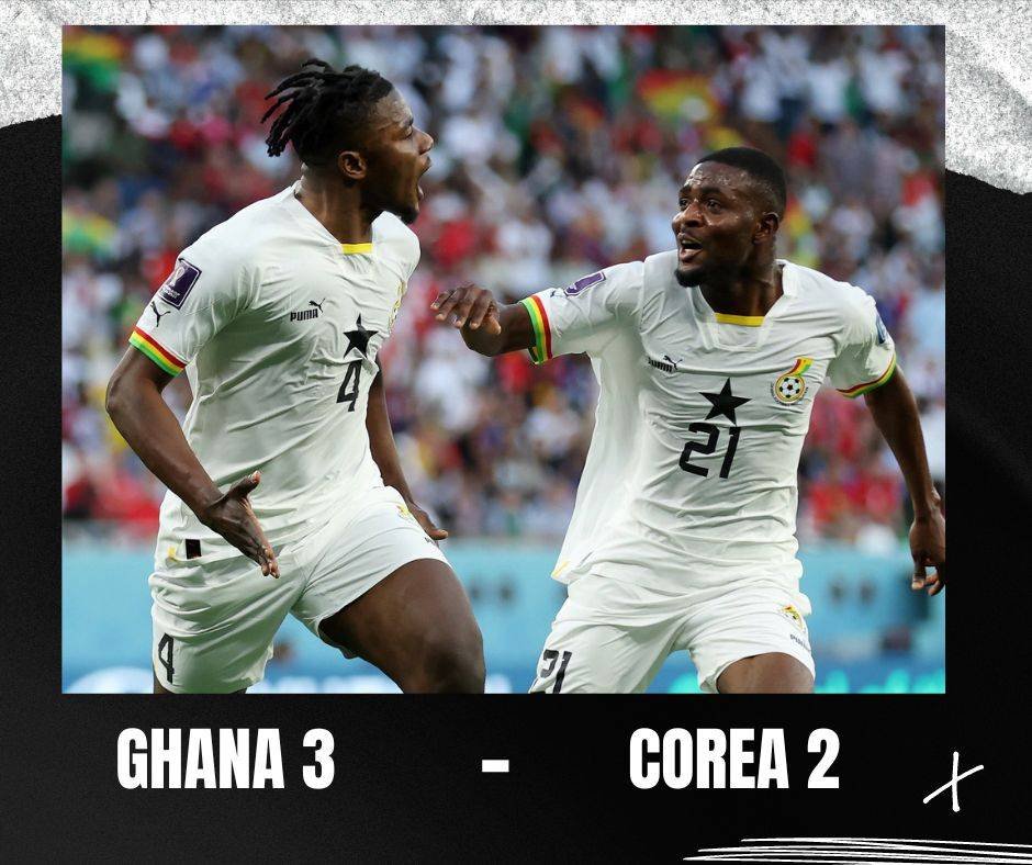 QATAR.- Ghana dio un importante paso rumbo a la calificación, tras derrotar en un partidazo 3-2 a Corea del Sur, en duelo correspondiente al Grupo H del Mundial Qatar 2022.