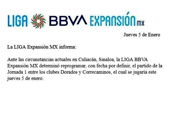 Liga MX: Suspenden juegos en Mazatlán y Culiacán