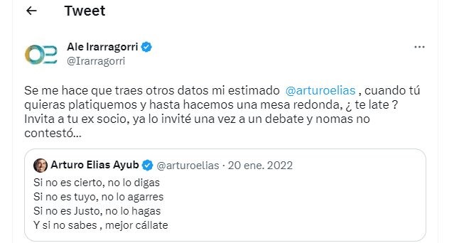 Irarragorri reta a Arturo Elías a un debate