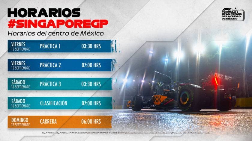 Estos los horarios del Gran Premio de Singapur con Checo Pérez llegando a 250 carreras. 