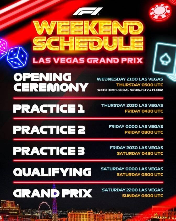 Las Vegas GP, estos son los horarios oficiales En Juego Deportes