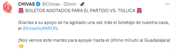 Chivas vs Toluca se agotan los boletos