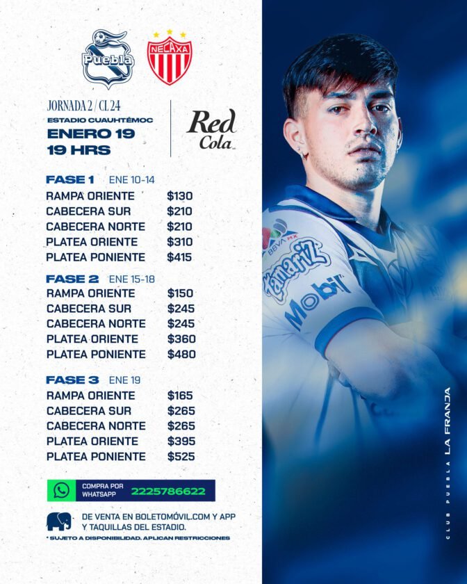 Puebla vs Necaxa esto costarán los boletos para el debut de La Franja