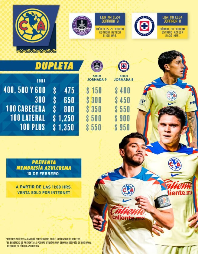 América vs Cruz Azul esto costarán los boletos 