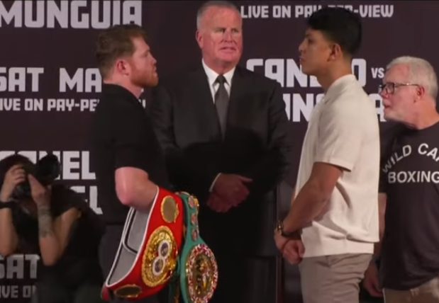 Canelo vs Munguía, así fue el primer cara a cara en Los Ángeles