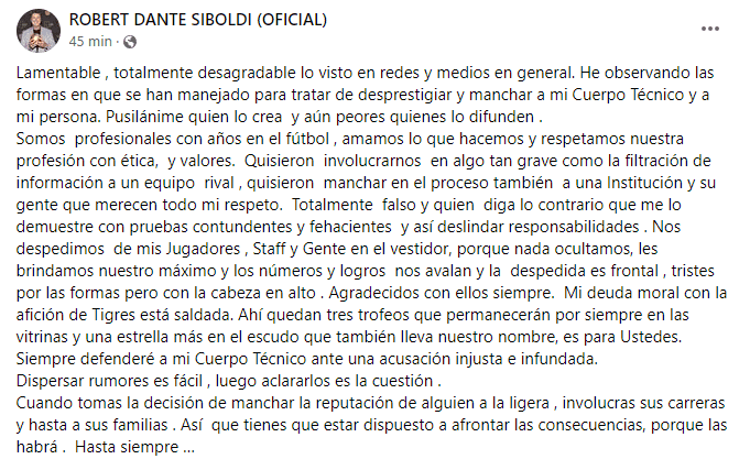 Robert Dante Siboldi Rechaza Acusaciones de Amaño de Partidos