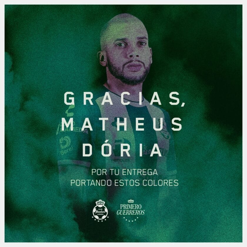 Matheus Dória queda desligado de Santos Laguna 