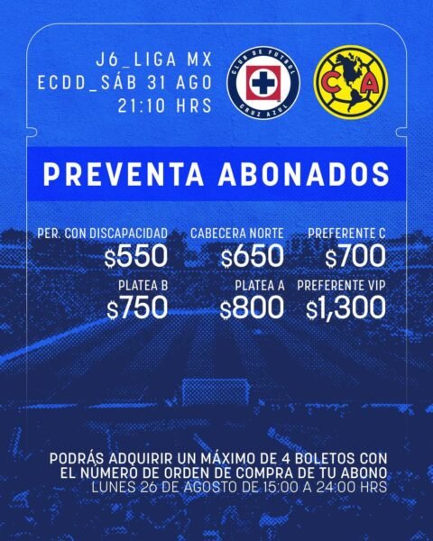 Cruz Azul vs América arranca la venta de boletos