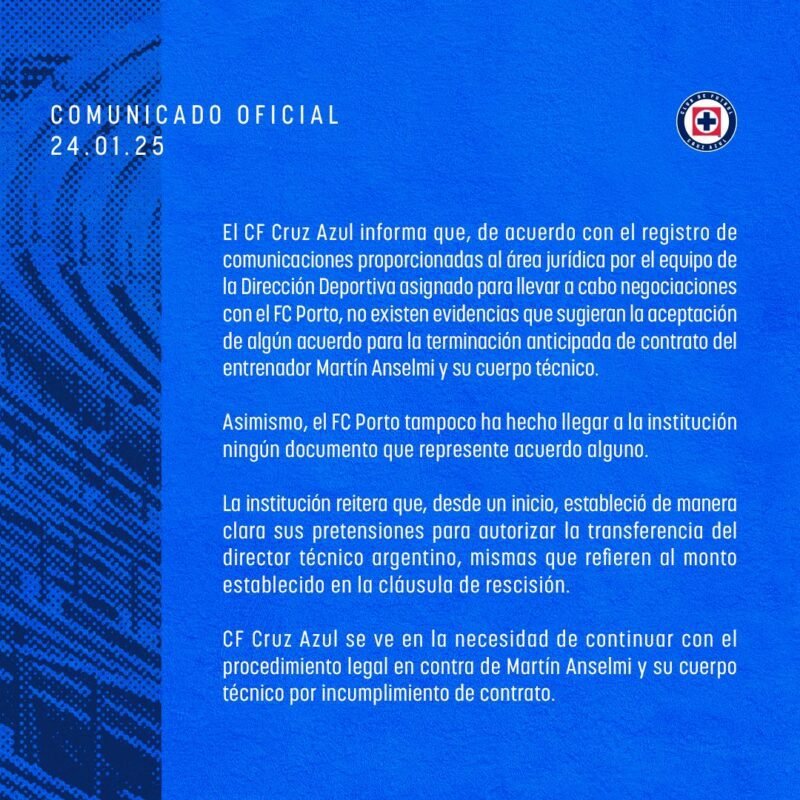 Cruz Azul emitió un comunicado sobre Iván Alonso. 